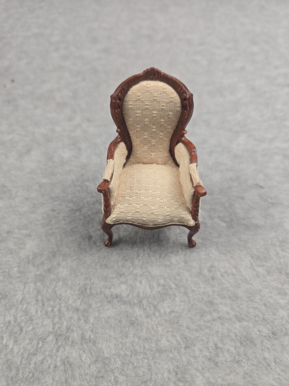 Vintage Dollhouse Miniature Bespaq Carved Armchair & Man Figure Set 1:12 Scale